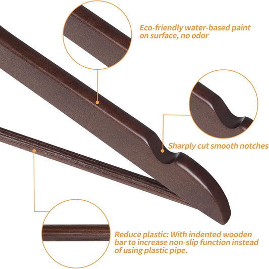 20-Pack Wooden Clothes Hangers – Premium Solid Wood Hangers with 360° Swivel Rust-Free Hooks, Durable & Space-Saving