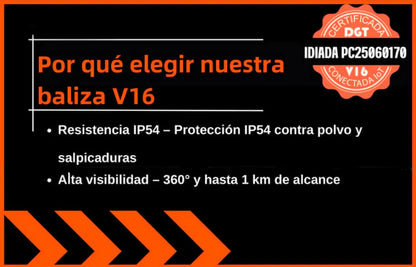 ⭐ÚLTIMAS 3 HORAS: 70% DE DESCUENTO⭐Luz de Emergencia V16 DGT 3.0 – Aprobada 2026, Magnética IP54 – Cumple con la Normativa 2026