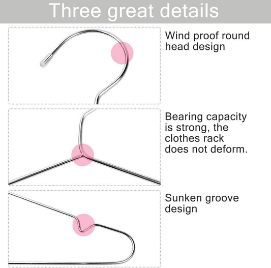 40-Pack Metal Wire Hangers – Heavy Duty 3.2mm Thick, Durable and Space-Saving Closet Organizers