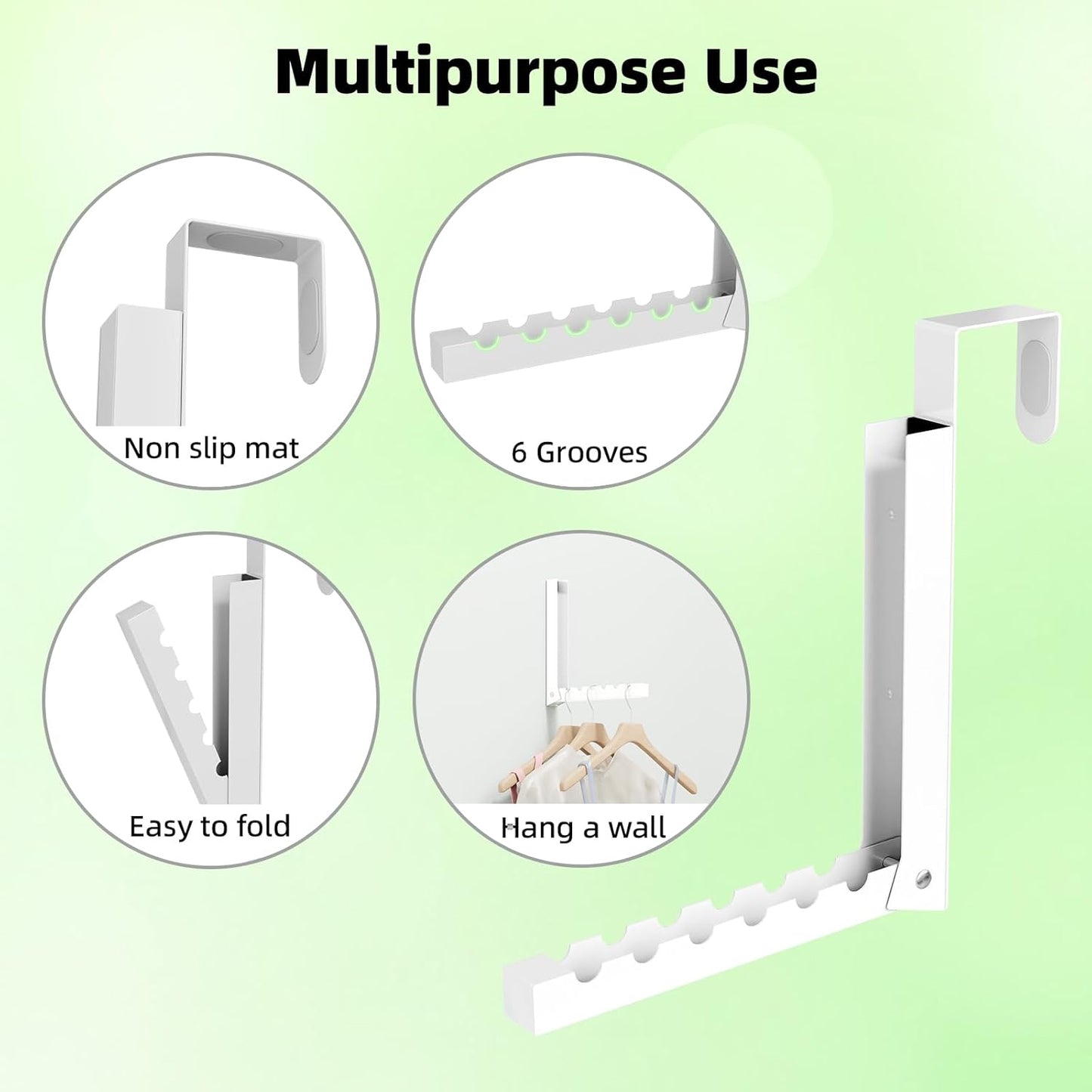 Over-the-Door Closet Hanger Rack (2 Pack) – Space-Saving Multi-Slot Organizer, Durable Metal, Easy to Use for Closet, Bedroom, or Bathroom Storage