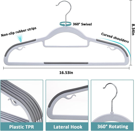 30-Pack Multifunctional Clothes Hangers – Non-Slip, Space-Saving, Durable Wardrobe Organizer for All Types of Garments