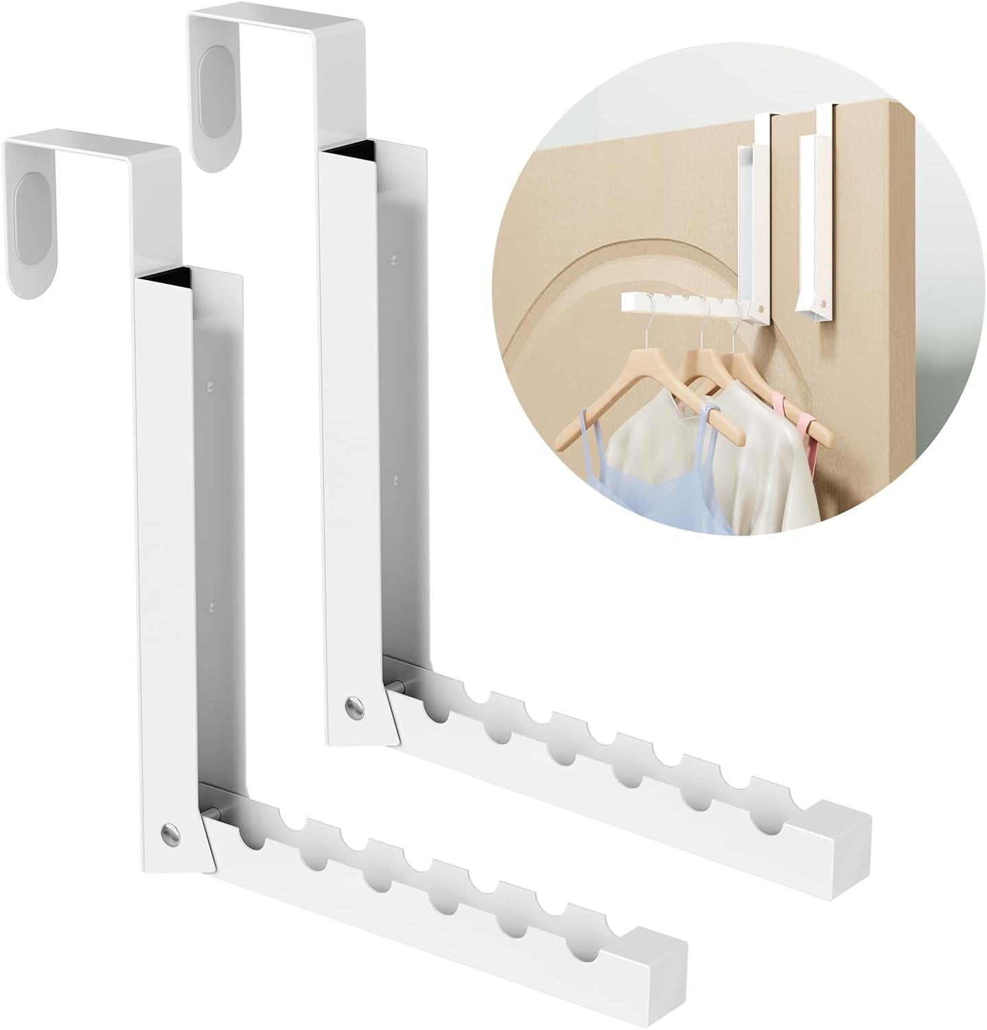 Over-the-Door Closet Hanger Rack (2 Pack) – Space-Saving Multi-Slot Organizer, Durable Metal, Easy to Use for Closet, Bedroom, or Bathroom Storage