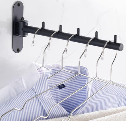 180° Rotating Wall Mounted Hanger, Foldable Metal Hook Rack with 8 Hooks for Closet and Storage