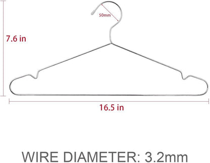 40-Pack Metal Wire Hangers – Heavy Duty 3.2mm Thick, Durable and Space-Saving Closet Organizers
