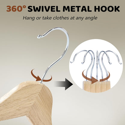 20-Pack Slim Wooden Hangers – Heavy Duty Solid Wood Design, Space-Saving, Perfect for Suits, Coats, Shirts, and Closet Organization