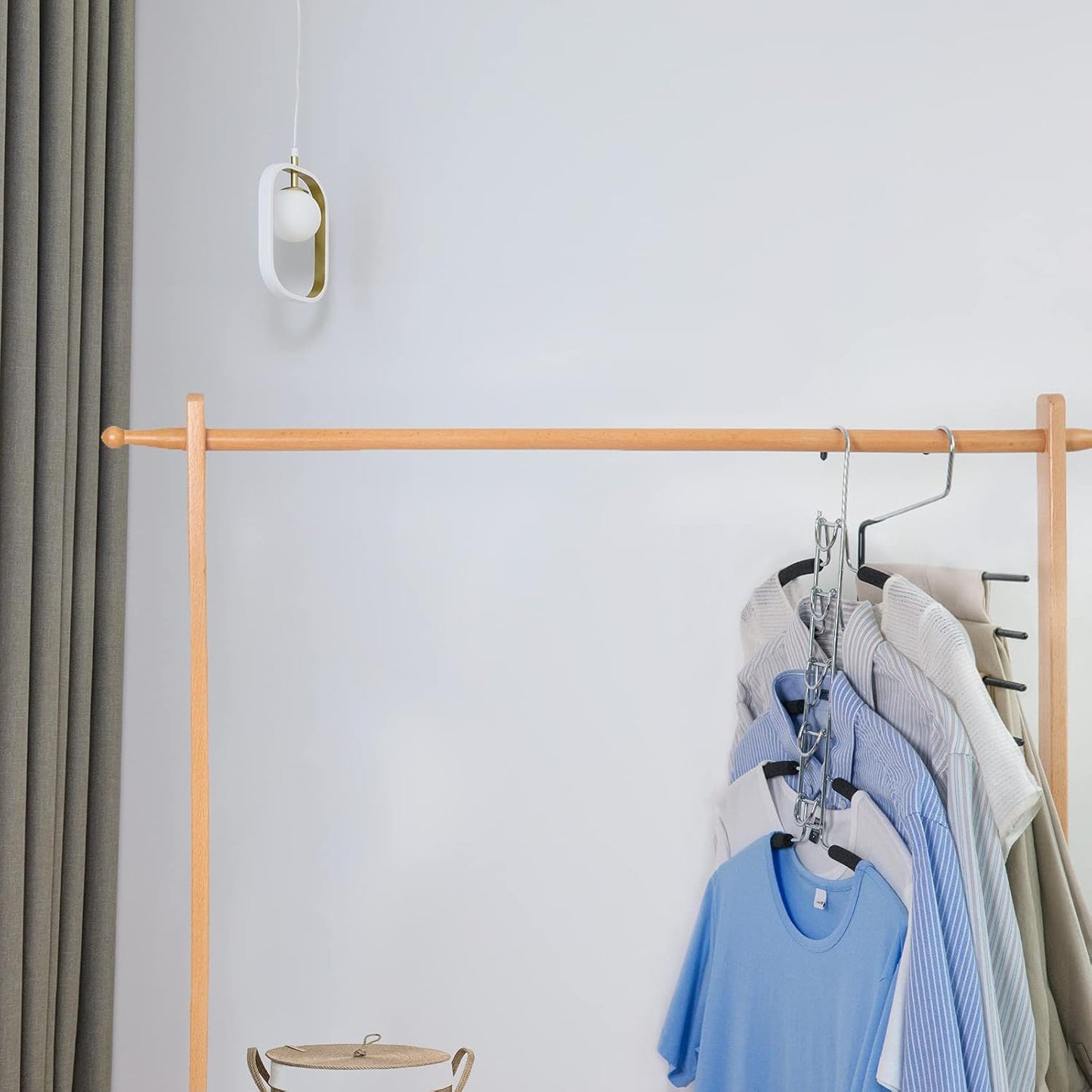 2 Pack 5-in-1 Stainless Steel Pants Hangers, Removable Non-Slip Multi-Layer Closet Organizer