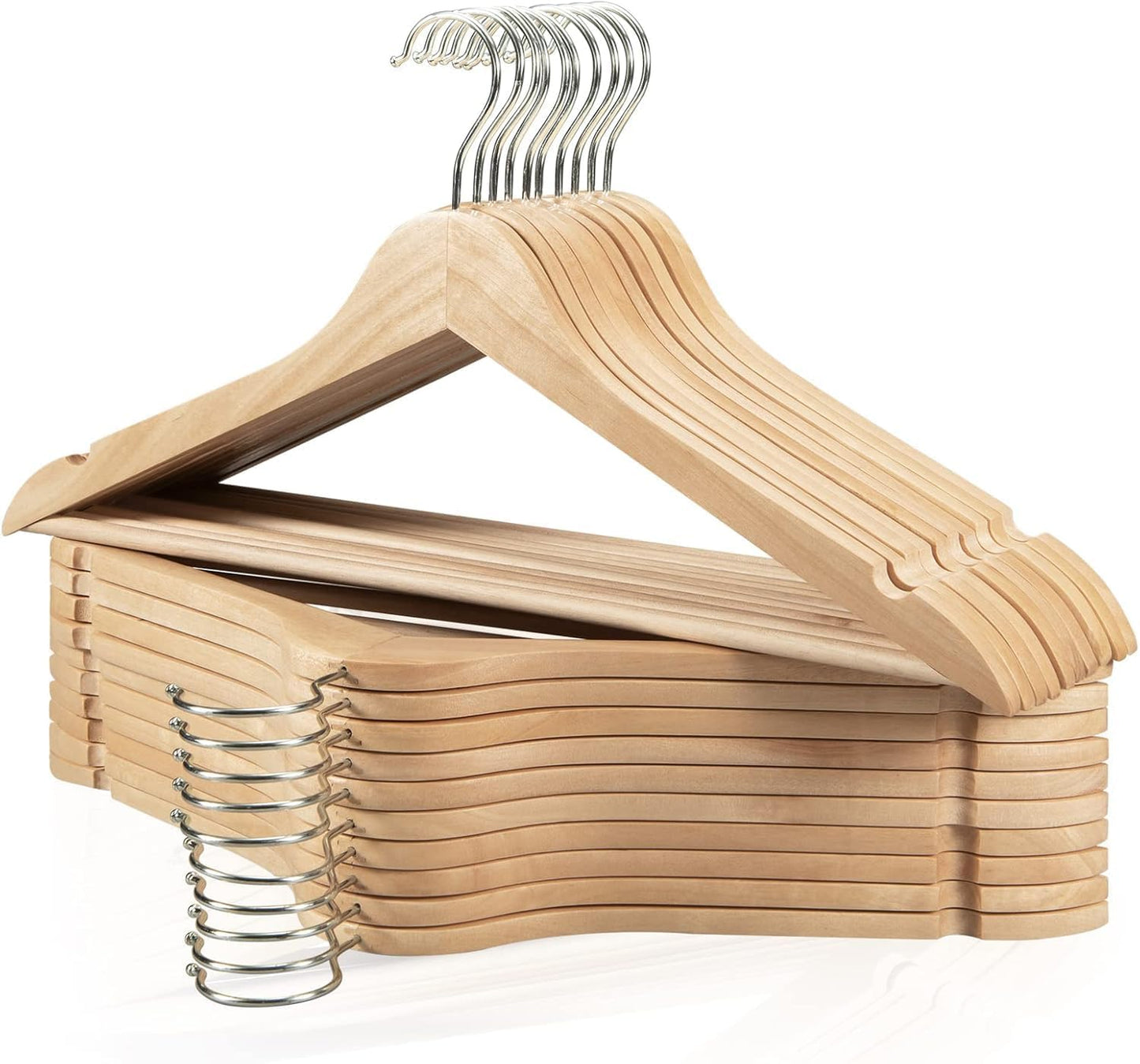 20-Pack Slim Wooden Hangers – Heavy Duty Solid Wood Design, Space-Saving, Perfect for Suits, Coats, Shirts, and Closet Organization