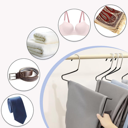 Metal Hangers 30 Pack – Non-Slip Rubber Tips, Durable Metal Frame, Space-Saving Design for Pants, Towels, Scarves, and Clothes