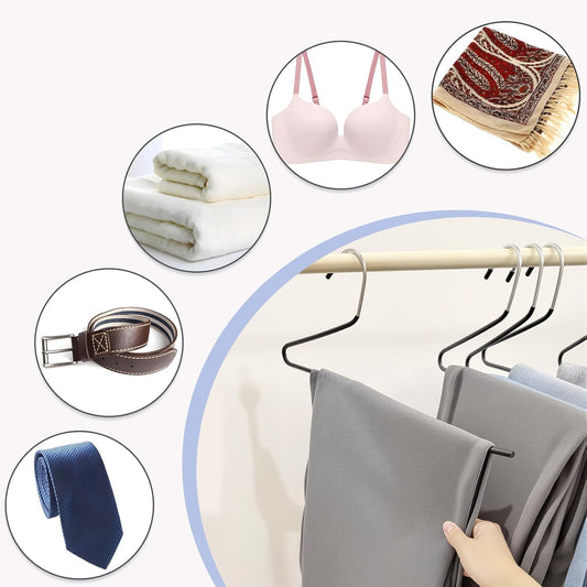 Metal Hangers 30 Pack – Non-Slip Rubber Tips, Durable Metal Frame, Space-Saving Design for Pants, Towels, Scarves, and Clothes