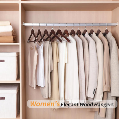 20-Pack Wooden Clothes Hangers – Premium Solid Wood Hangers with 360° Swivel Rust-Free Hooks, Durable & Space-Saving