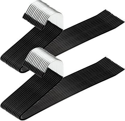 Metal Hangers 30 Pack – Non-Slip Rubber Tips, Durable Metal Frame, Space-Saving Design for Pants, Towels, Scarves, and Clothes