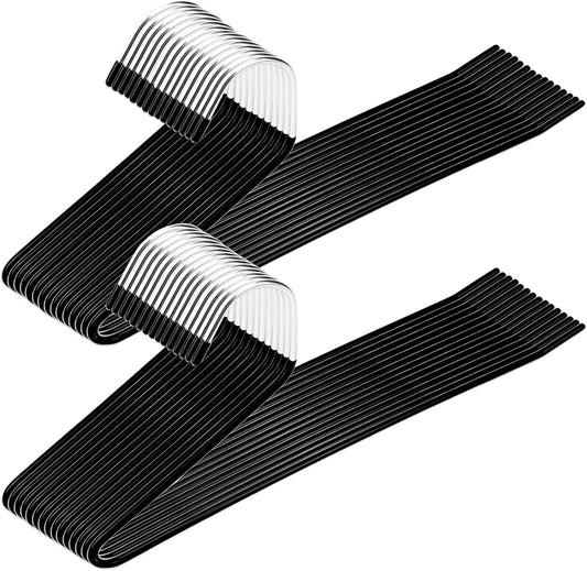 Metal Hangers 30 Pack – Non-Slip Rubber Tips, Durable Metal Frame, Space-Saving Design for Pants, Towels, Scarves, and Clothes