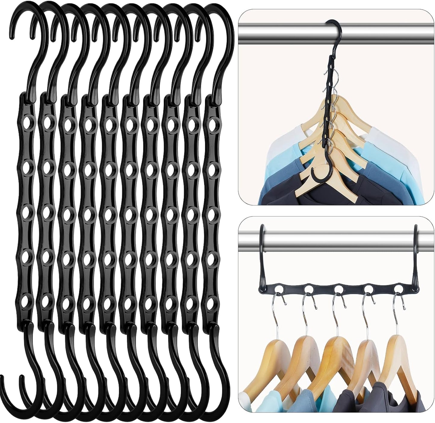 10-Pack Closet Space Saving Hanger Chains – Multi-Layer Metal Clothes Organizers for Efficient Wardrobe Storage