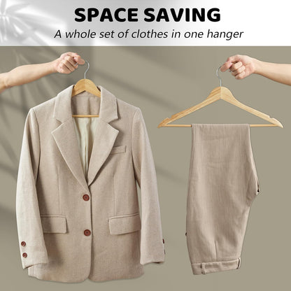 20-Pack Slim Wooden Hangers – Heavy Duty Solid Wood Design, Space-Saving, Perfect for Suits, Coats, Shirts, and Closet Organization